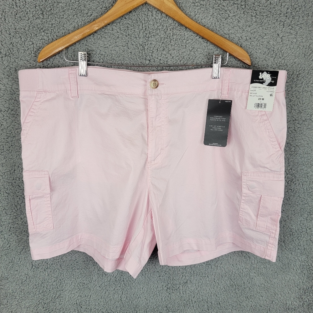 Lee Regular Fit Ultra Soft Waistband Midrise Ballet Slipper Cargo Shorts Sz 22M